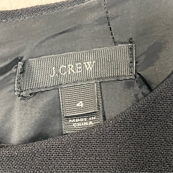 J. Crew Womens Size 4 Black Shift Dress Gold Zip Pockets Faux Leather Arm Patch - Picture 4 of 15